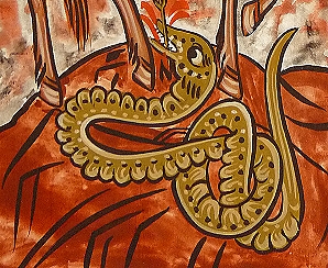 die Schlange des Bsen im unteren Teil der Theodor Ikone